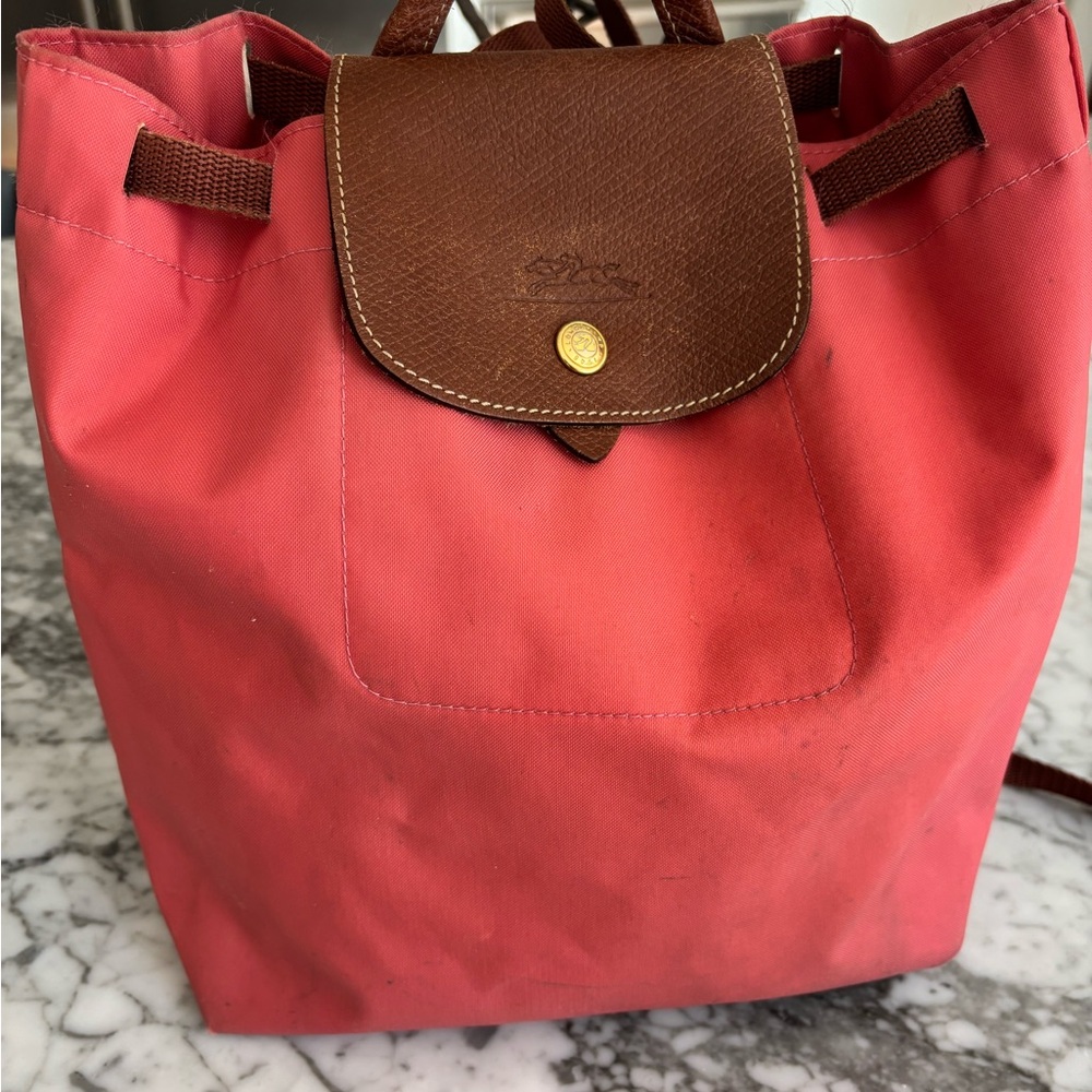 Longchamp Coral and Chestnut Women's Backpack